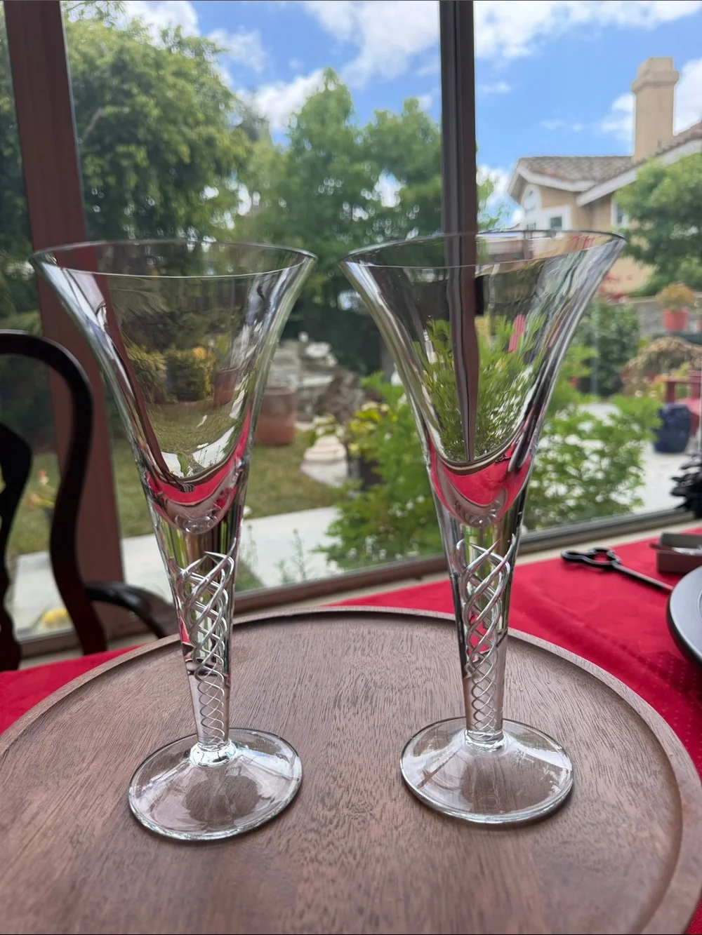 Set of Two vintage  air twist  Stem wine glass
